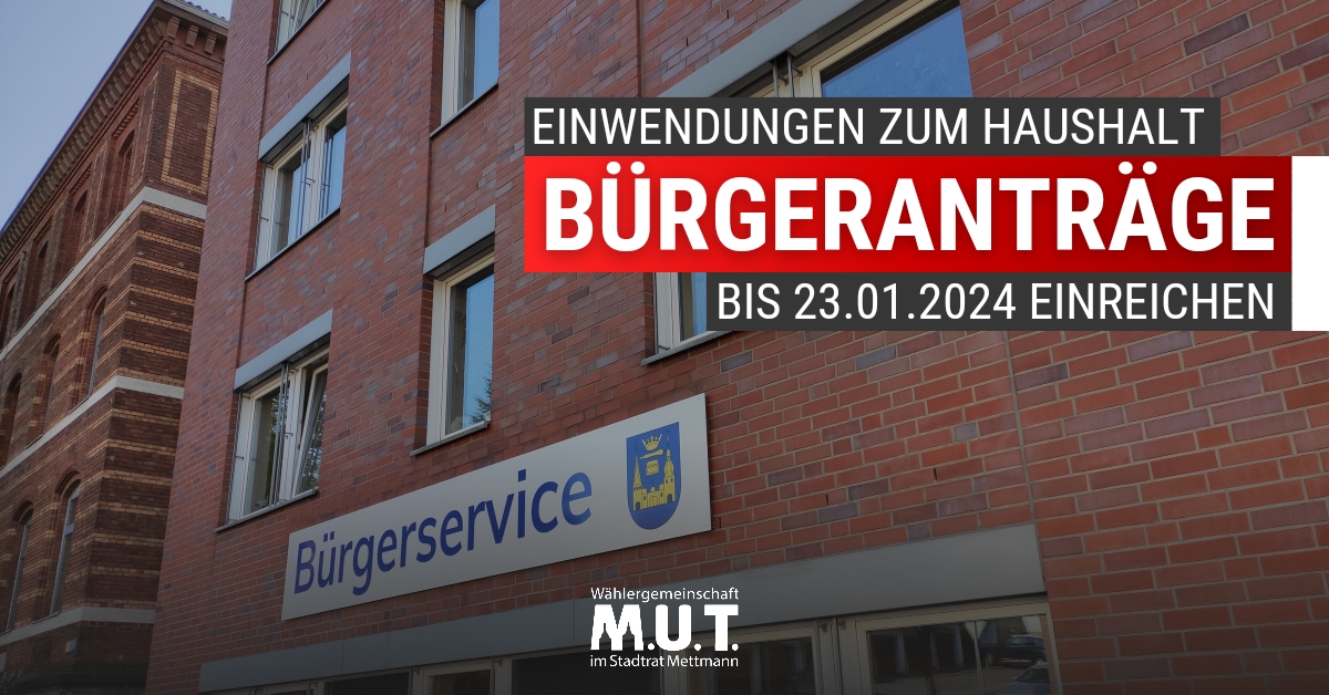Bürger-Einwendungen zum Haushalt 2024/2025 der Stadt Mettmann